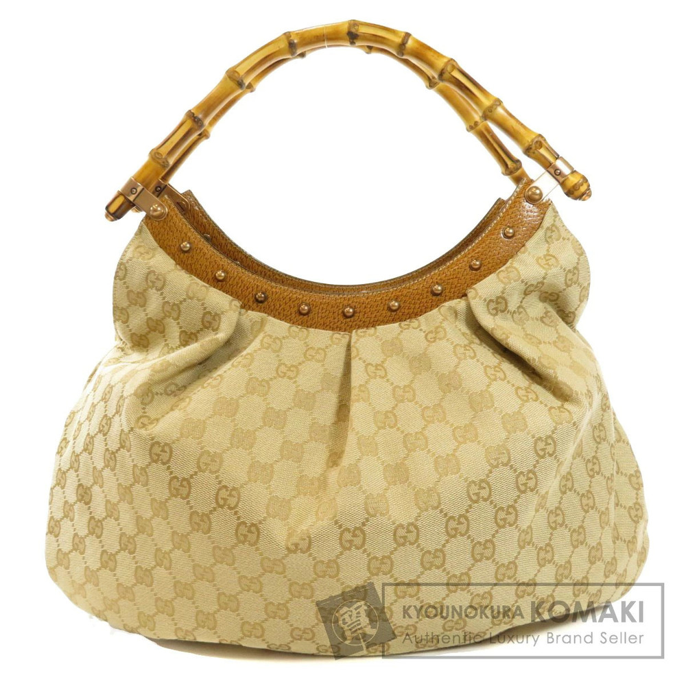 Gucci GG bamboo handle handbag canvas